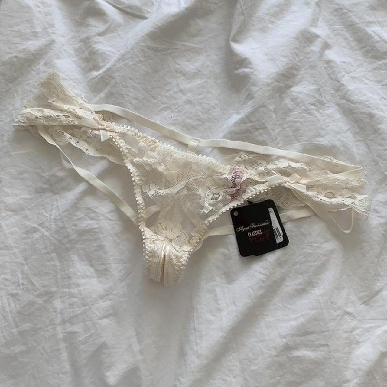 NWT Agent Provocateur lacy ouvert ivory panties size 4 - Depop