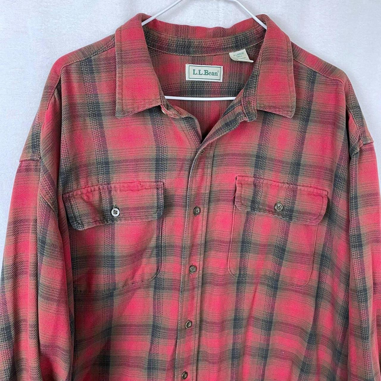Vintage Mens LL Bean Flannel Shirt. Red, green, and... Depop