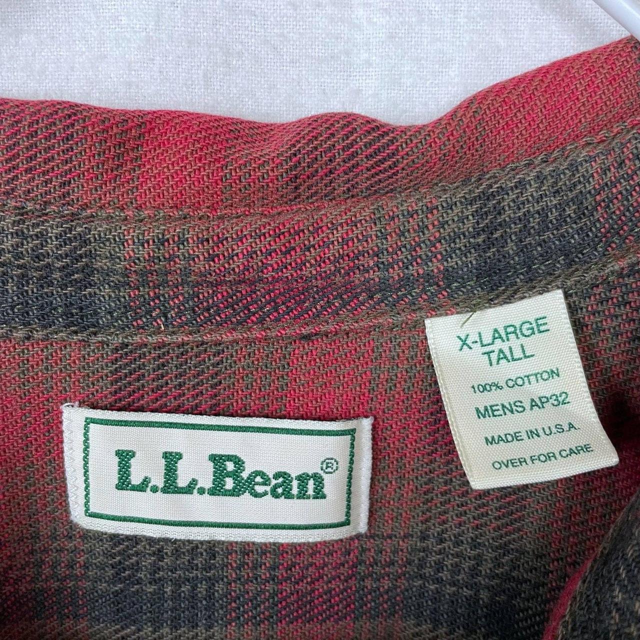 Vintage Mens LL Bean Flannel Shirt. Red, green, and... - Depop