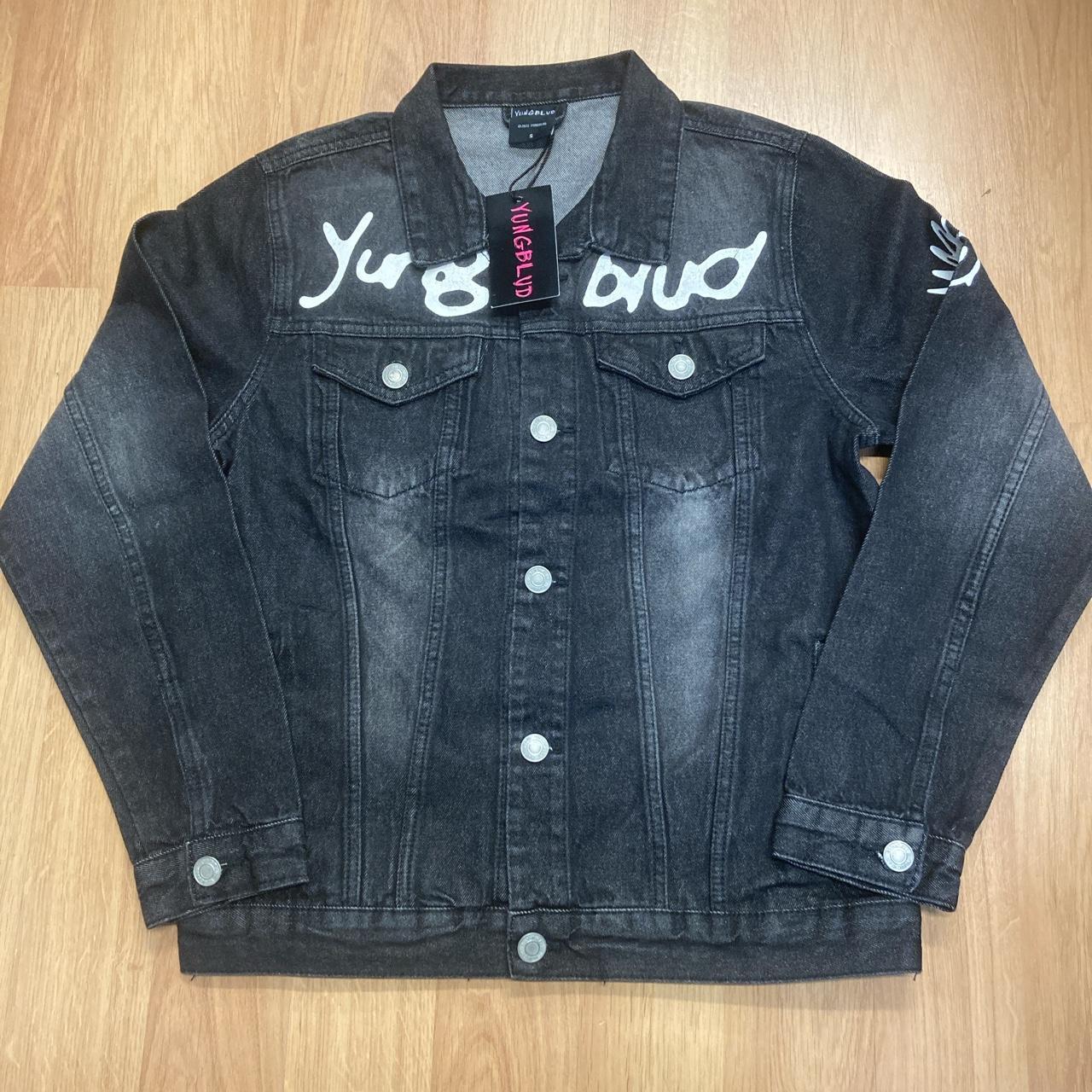 YUNGBLUD UNISEX DENIM JACKET: BE FOOKING HAPPY (BACK... - Depop