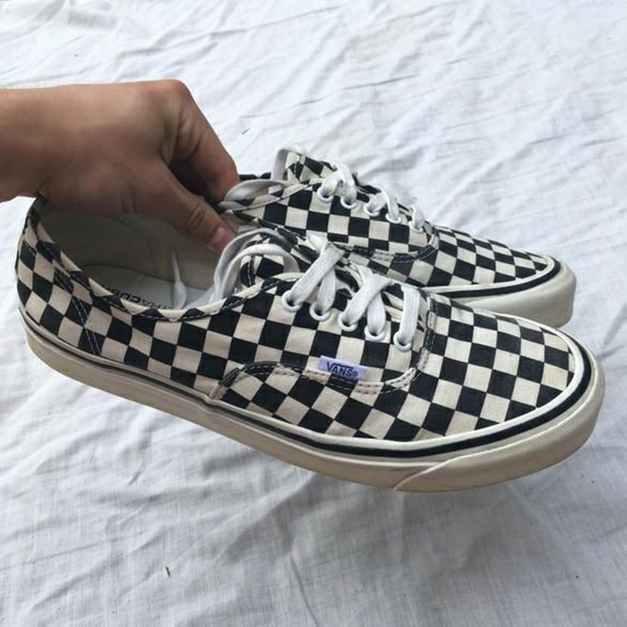 Checkered high sole Vans. Worn once, very minor... - Depop