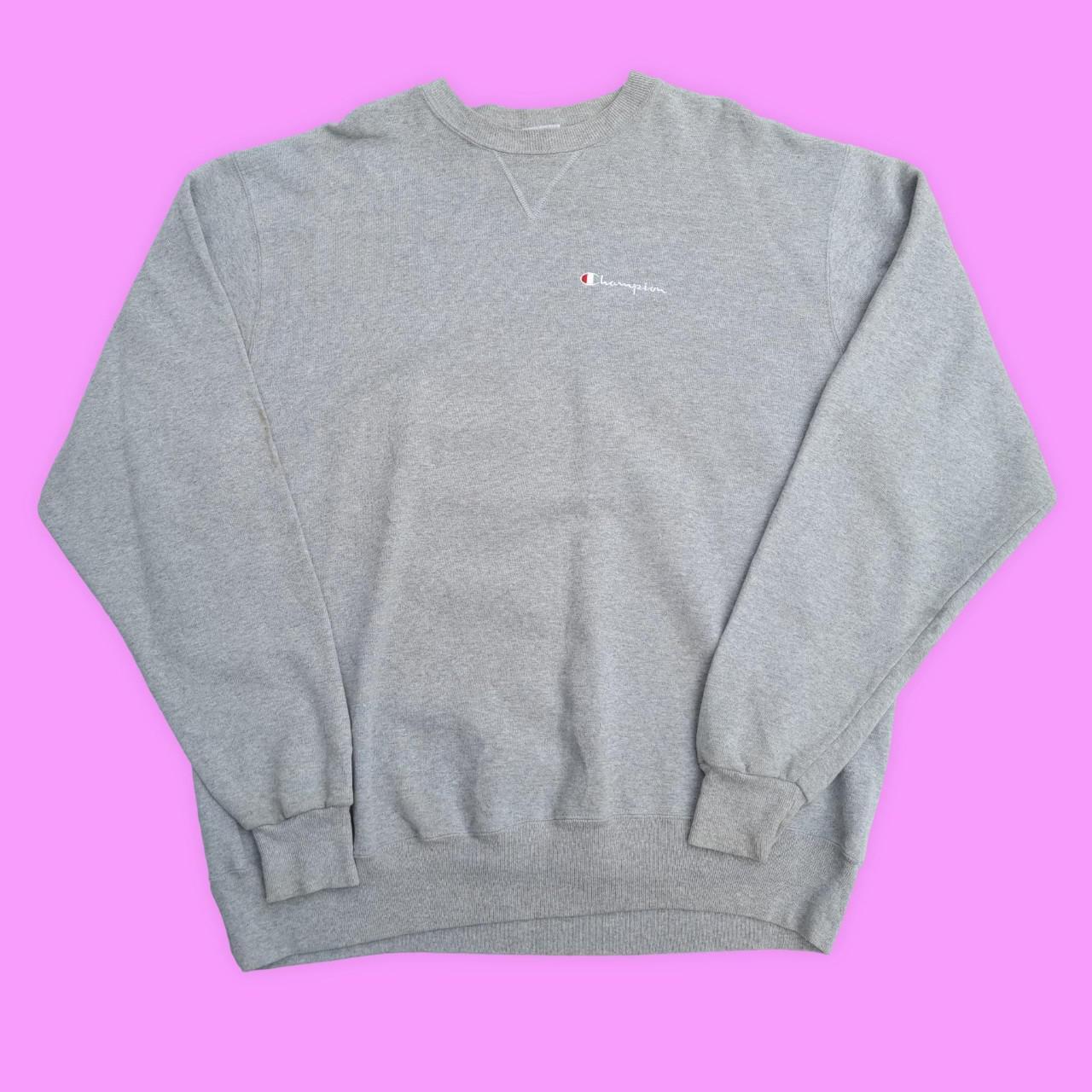 Mens Vintage Sweatshirt - Grey Embroidered Champion - Depop