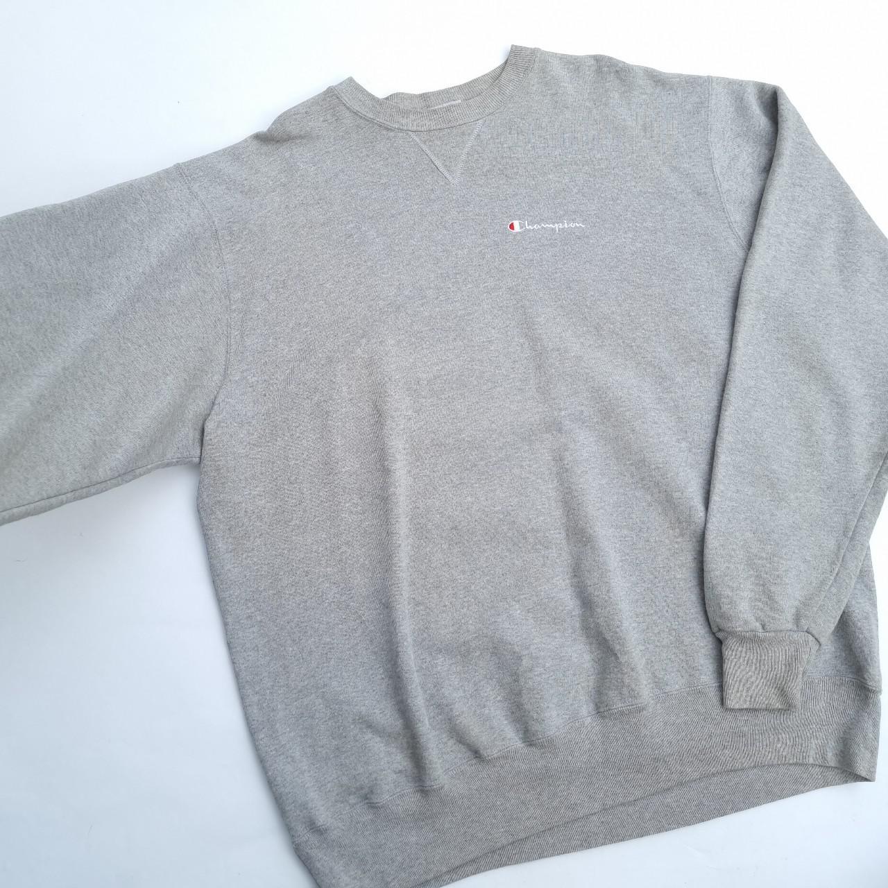 Mens vintage sweatshirt - Grey embroidered Champion... - Depop