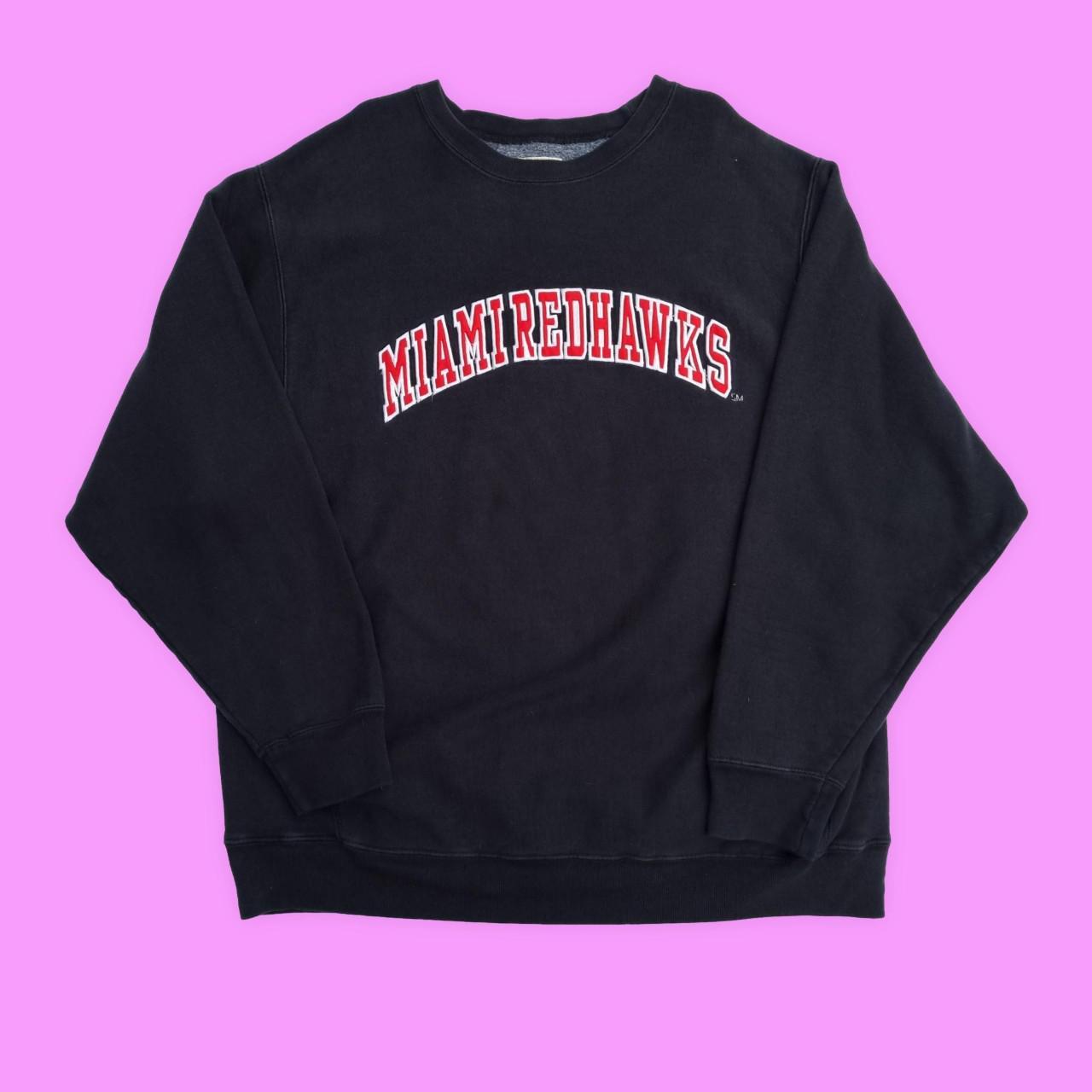 Mens vintage sweatshirt Black Miami Red Hawks... Depop