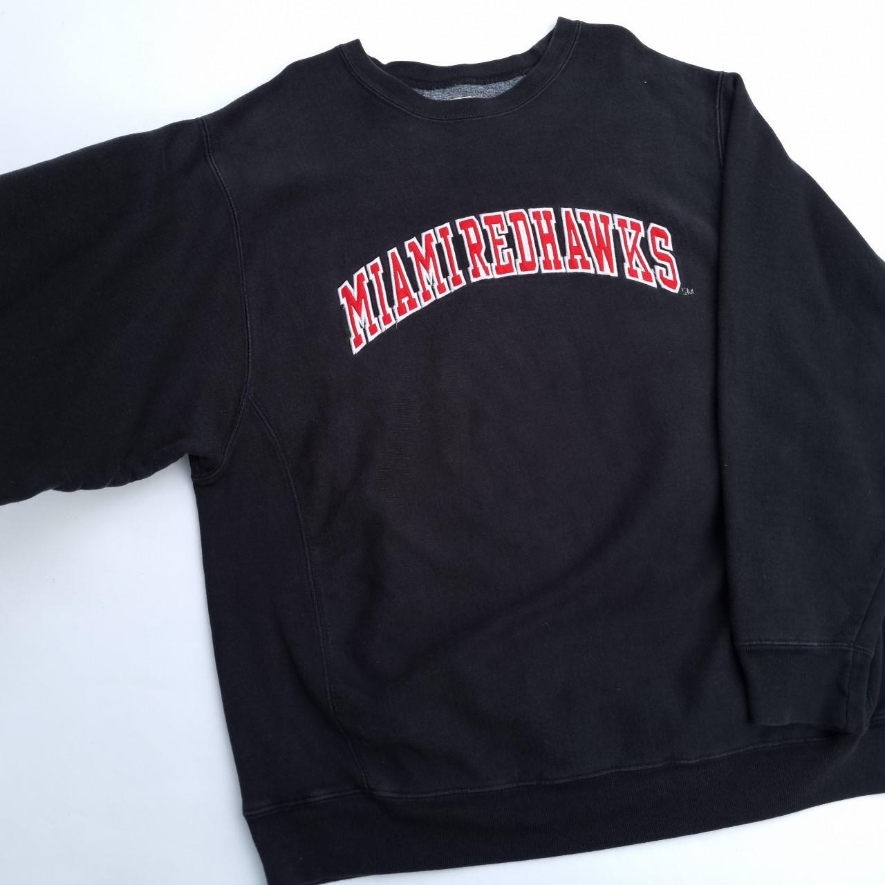 Mens vintage sweatshirt - Black Miami Red Hawks... - Depop