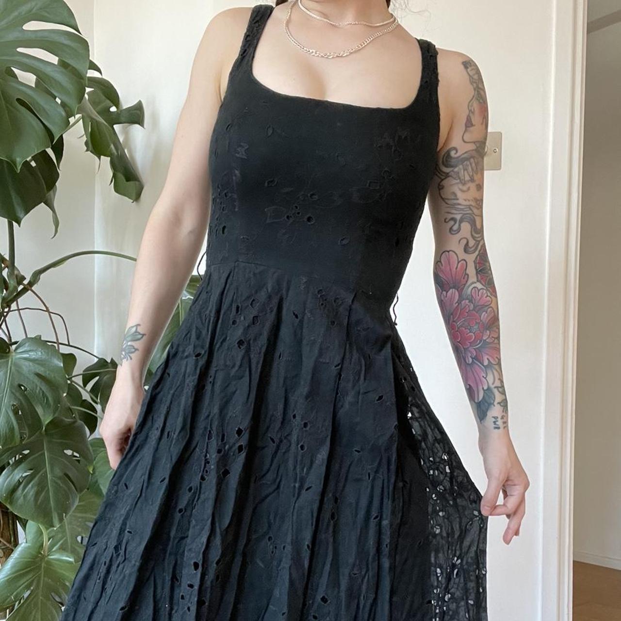 Jigsaw Black embroidered cutout Dress Super Retro... Depop