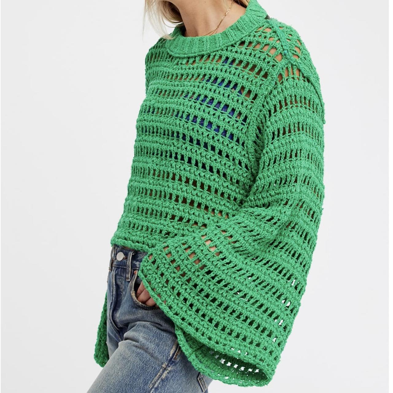 FREE SHIPPING ~ Super cute bright green knit sweater... - Depop