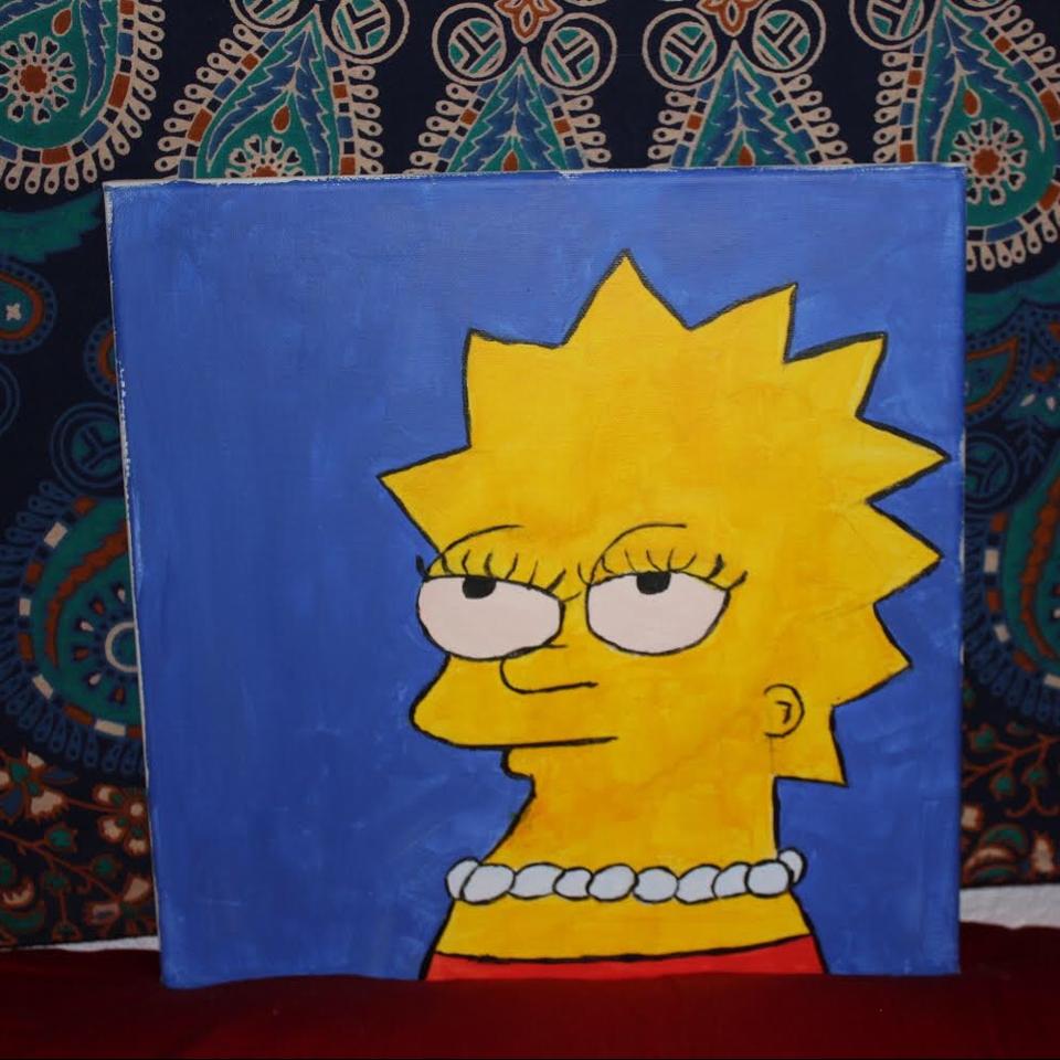 Beautiful handmade 4x4 Lisa Simpson canvas made - Depop