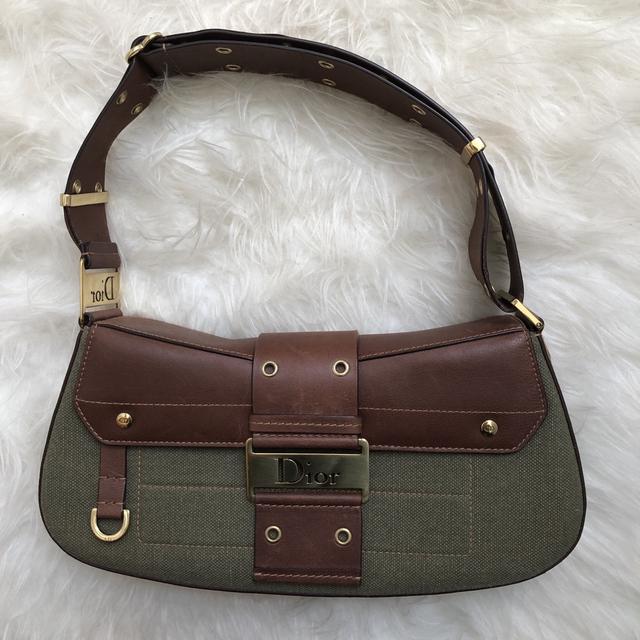 Dior Brown/Olive Green Canvas and Leather Street Chic Columbus Avenue  Shoulder Bag Dior