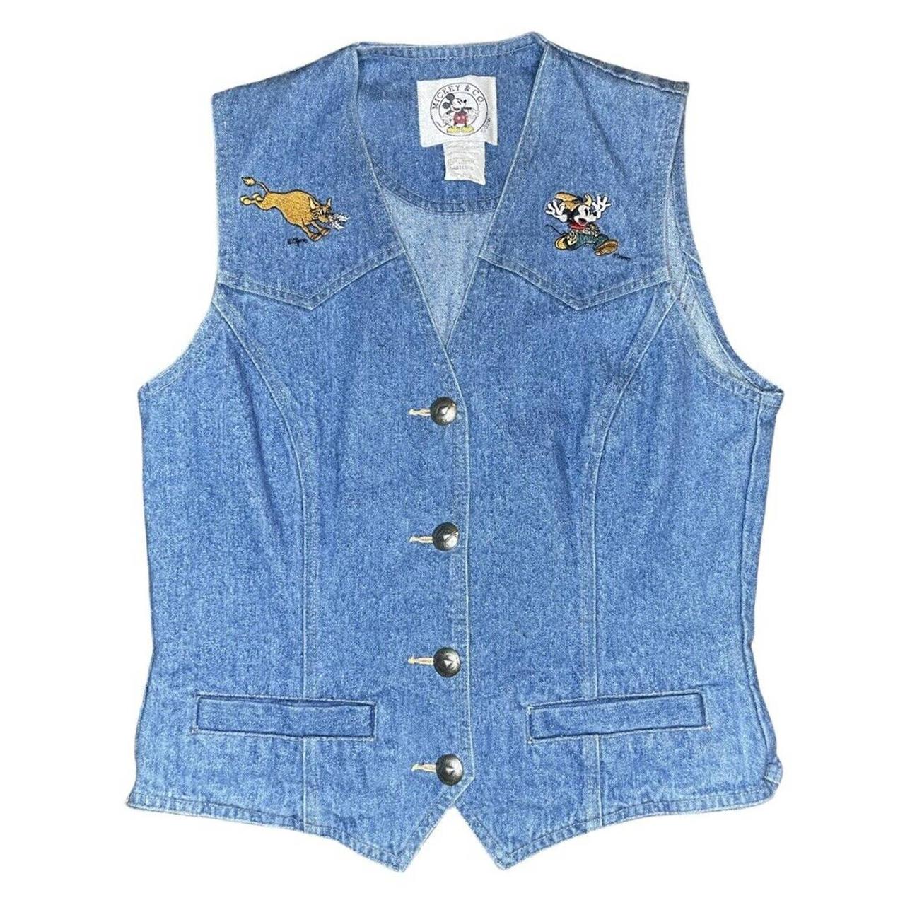 Vintage Disney Denim Vest Mickey Mouse & Co. Blue... - Depop