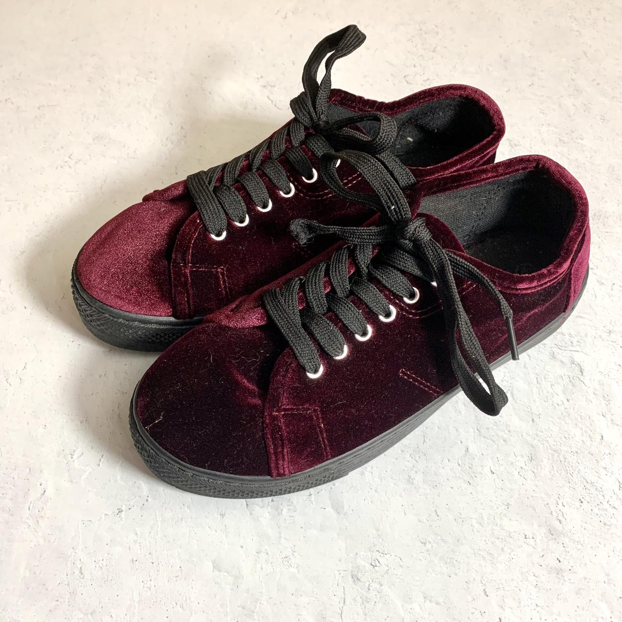 Vintage Wine Velvet Versona Sneakers Burgundy Depop
