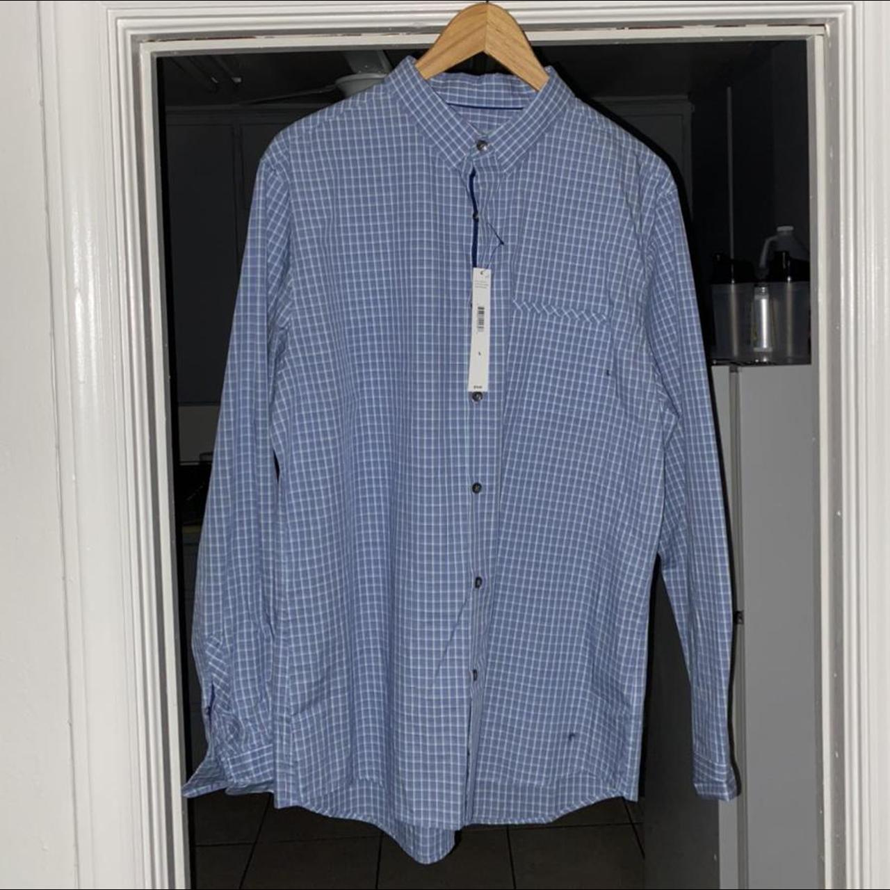 DKNY Men's Blue and White Shirt | Depop