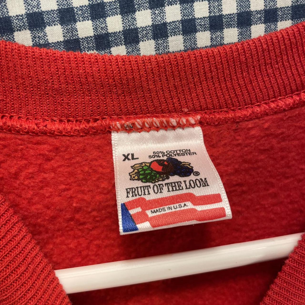 Vintage Made in USA Fruit of the Loom Red Raglan... - Depop