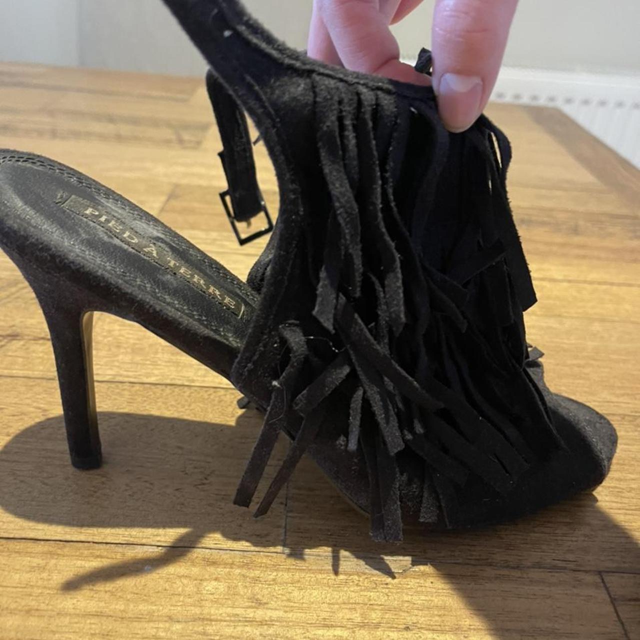Black tassel heels worn once for a Gatsby themed... Depop