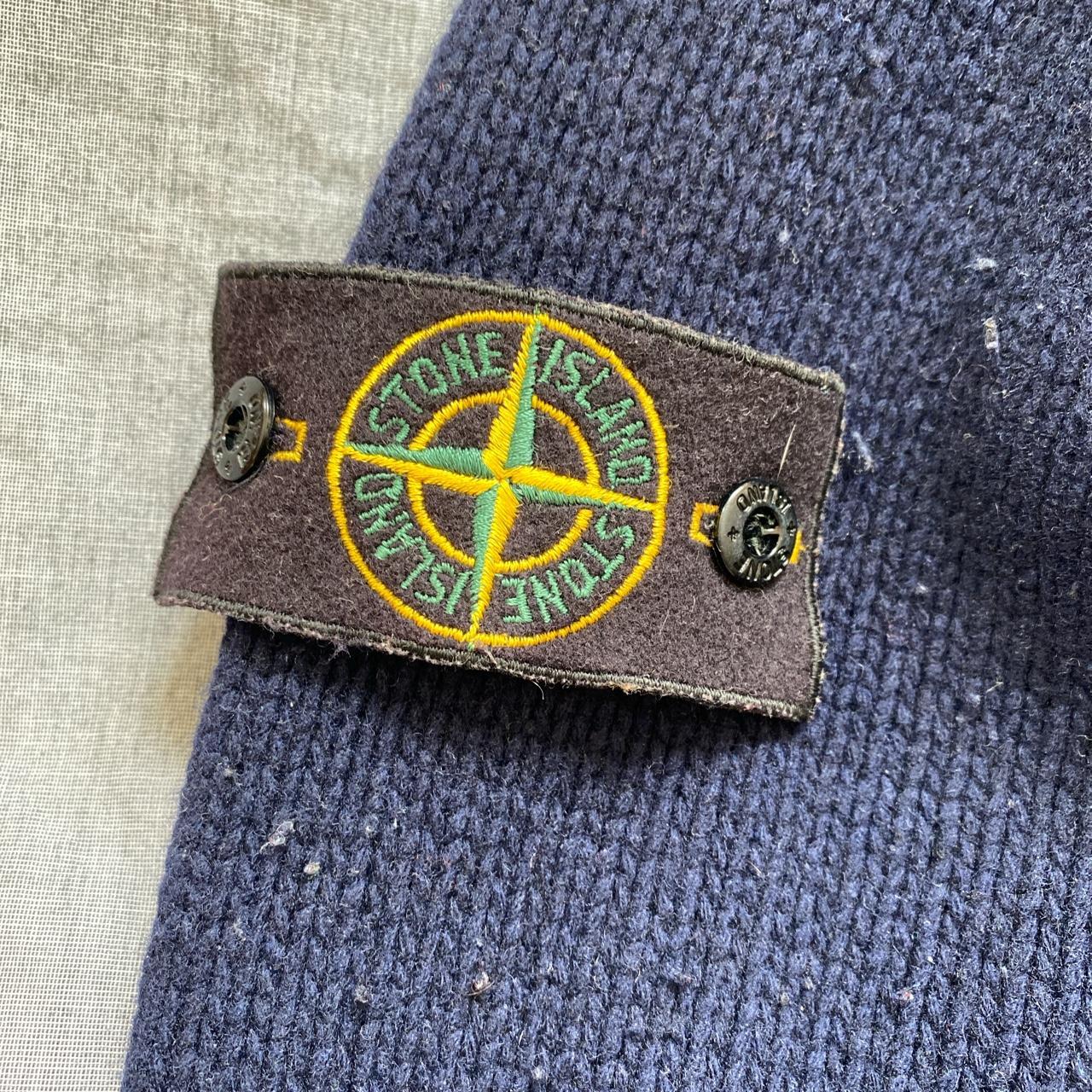 Vintage Stone Island knitted navy jumper. Labelled... - Depop