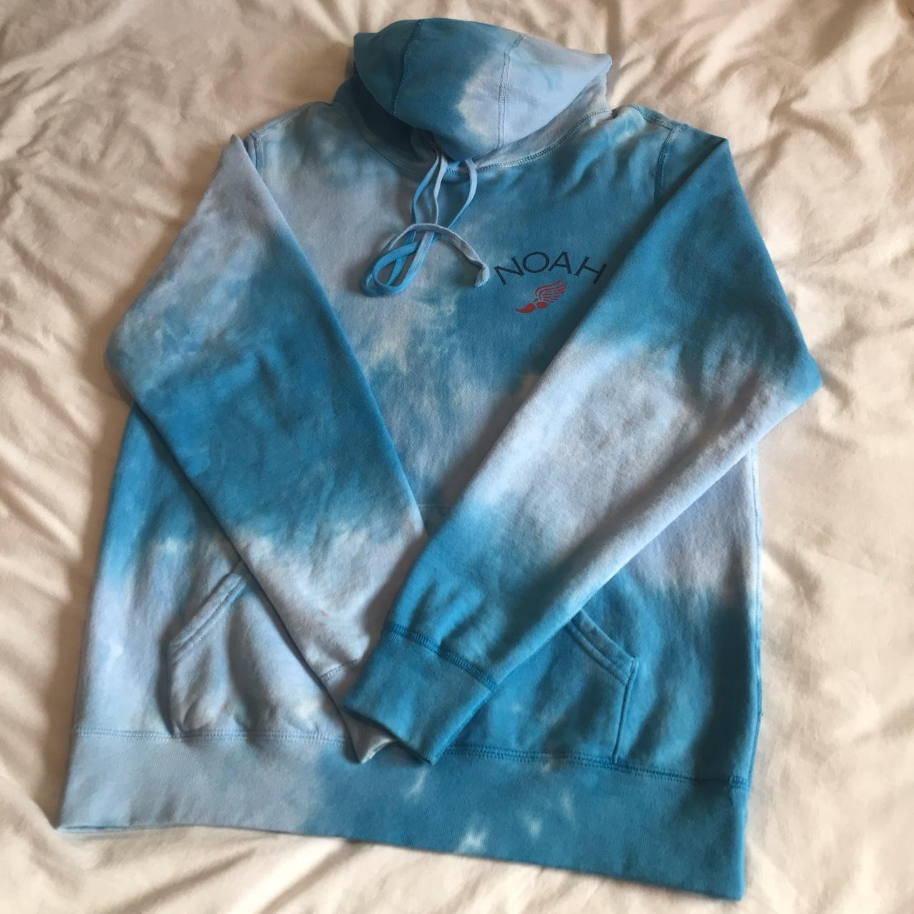 Noah sun dye winged foot tie dye hoodie in blue Depop