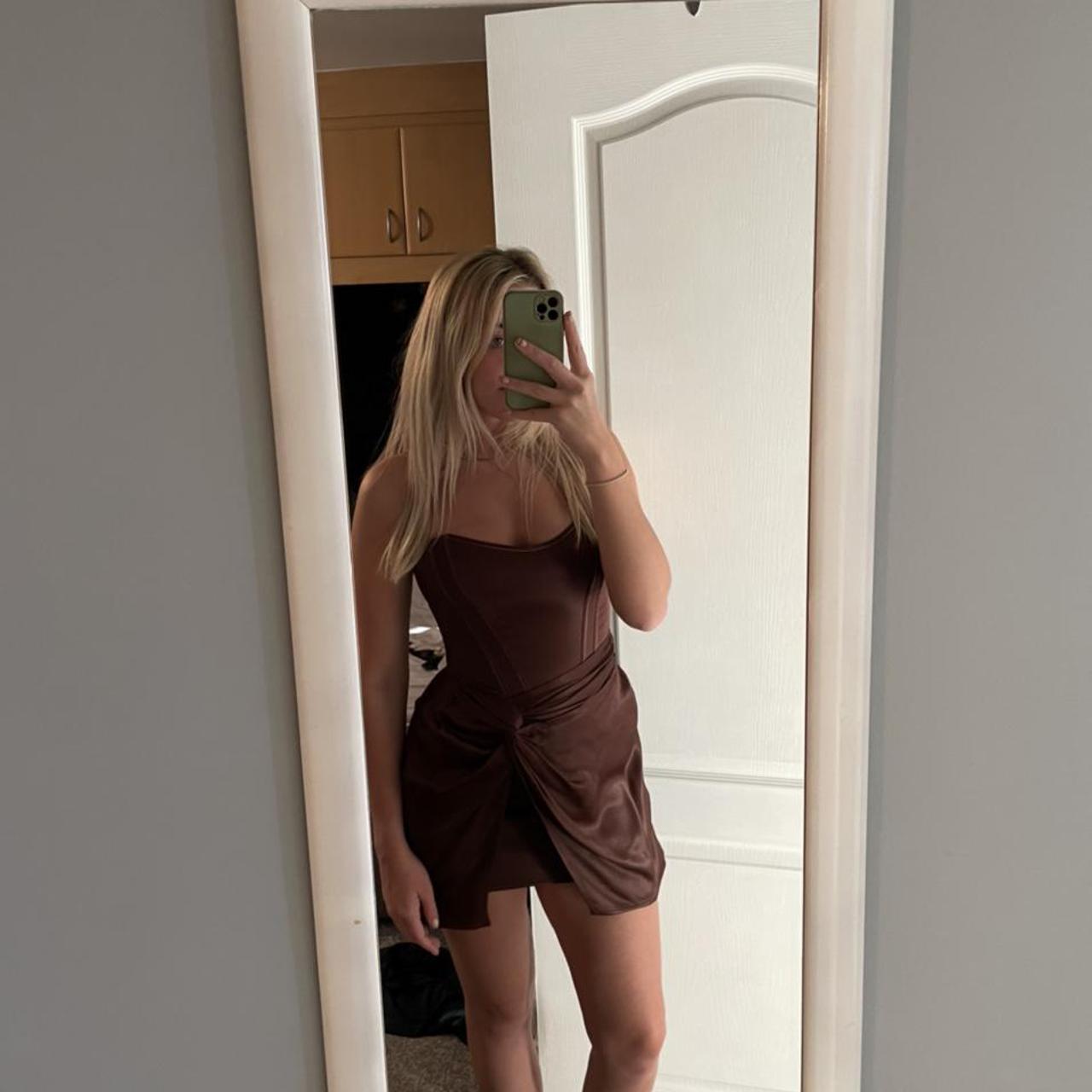 zara brown strapless dress