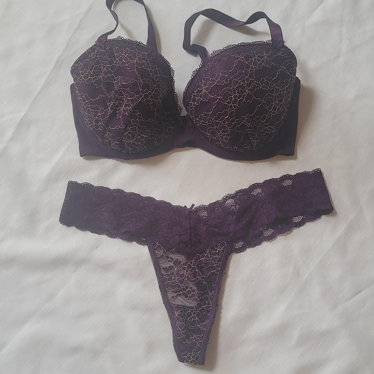 Ann Summers Purple Bra 34E and size 10 thong. Used. - Depop