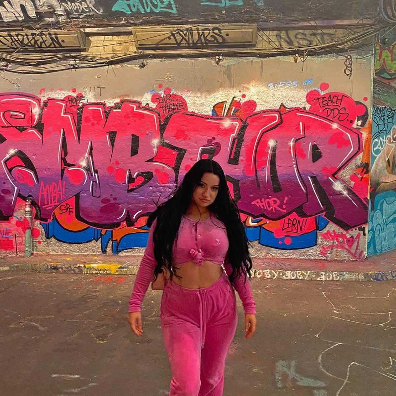 Pink juicy couture velour tracksuit two piece Not... - Depop