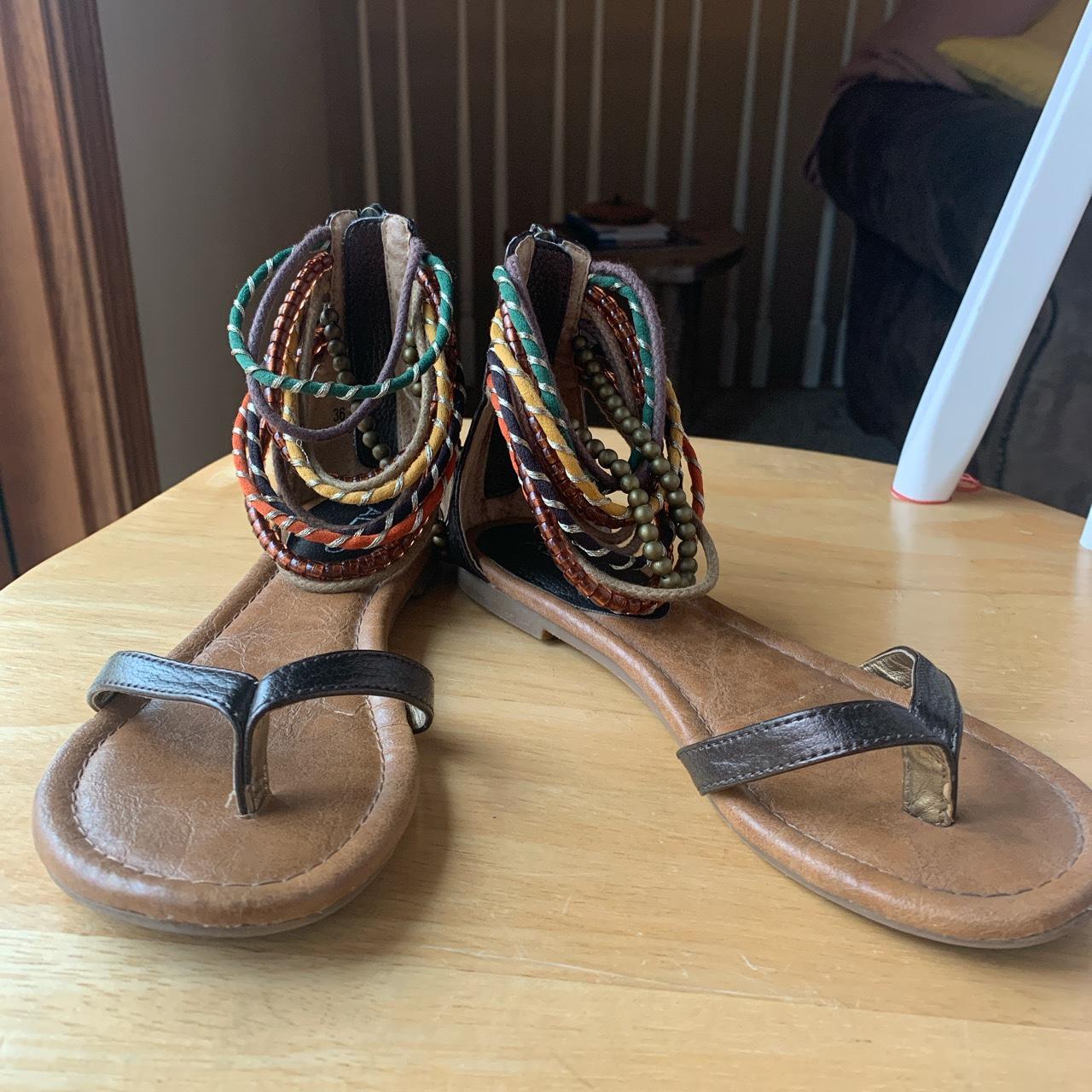 🧚🤎 Ankle Bracelet Sandals 🤎🧚 colorful ankle details... Depop