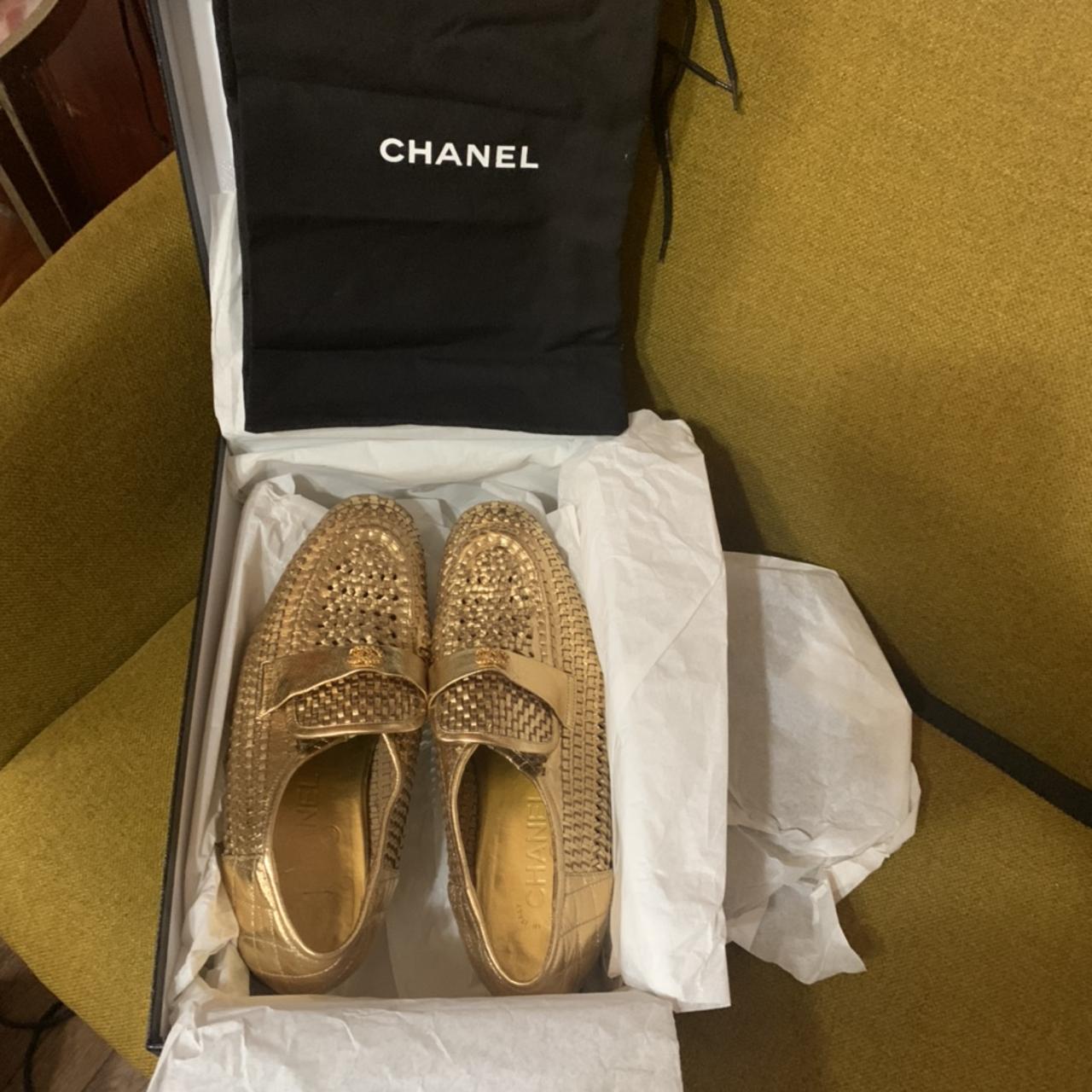 Gold Chanel Mocassins-Loafers Sz 37 Retail price- - Depop