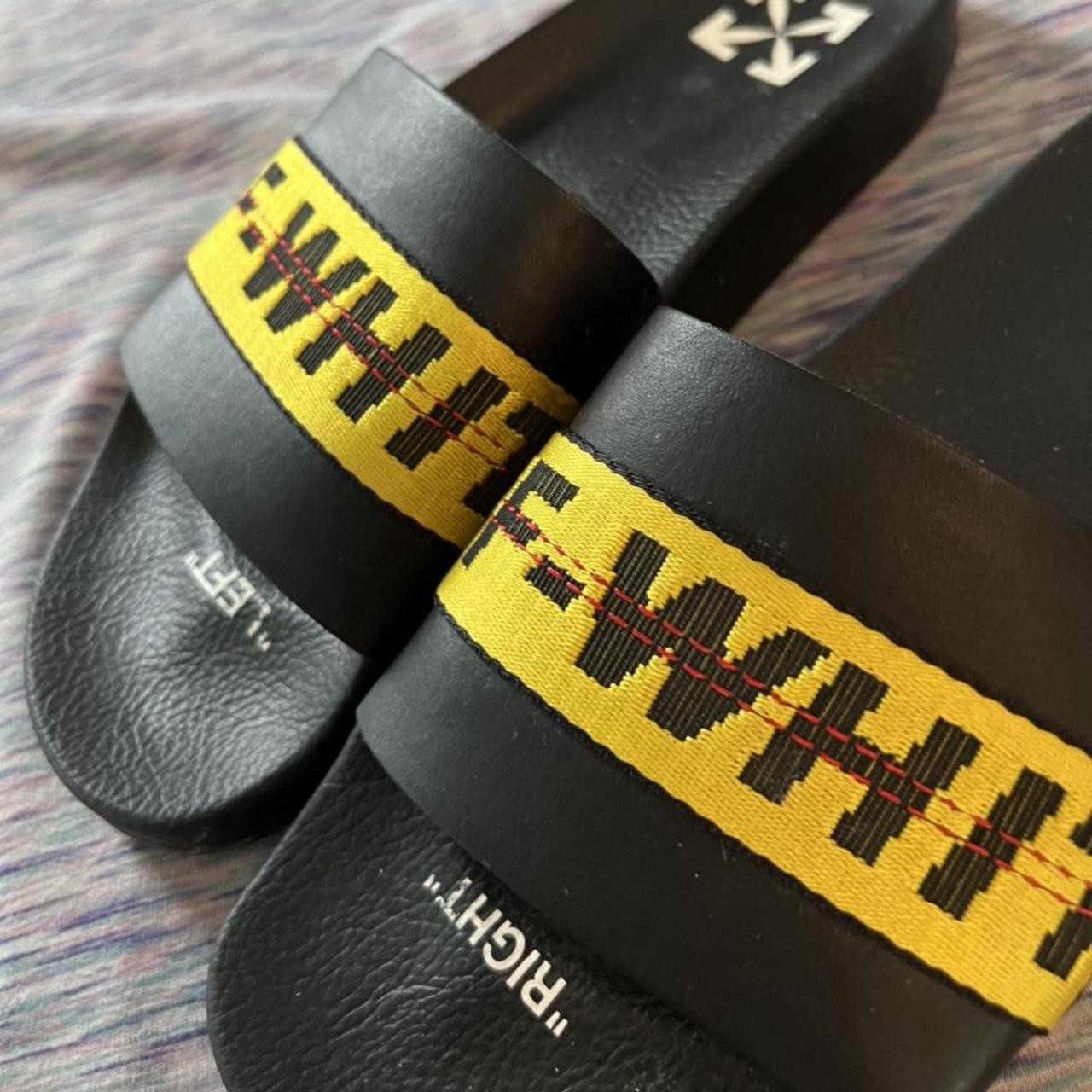 Off-White Women's Black and Yellow Slides (3)