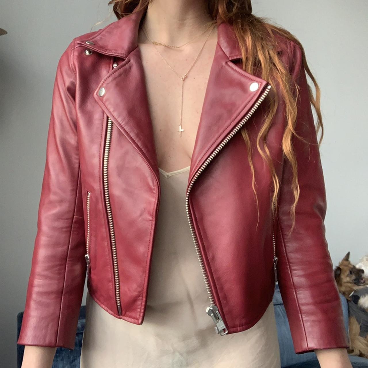 Ganni Leather motorcycle lamb