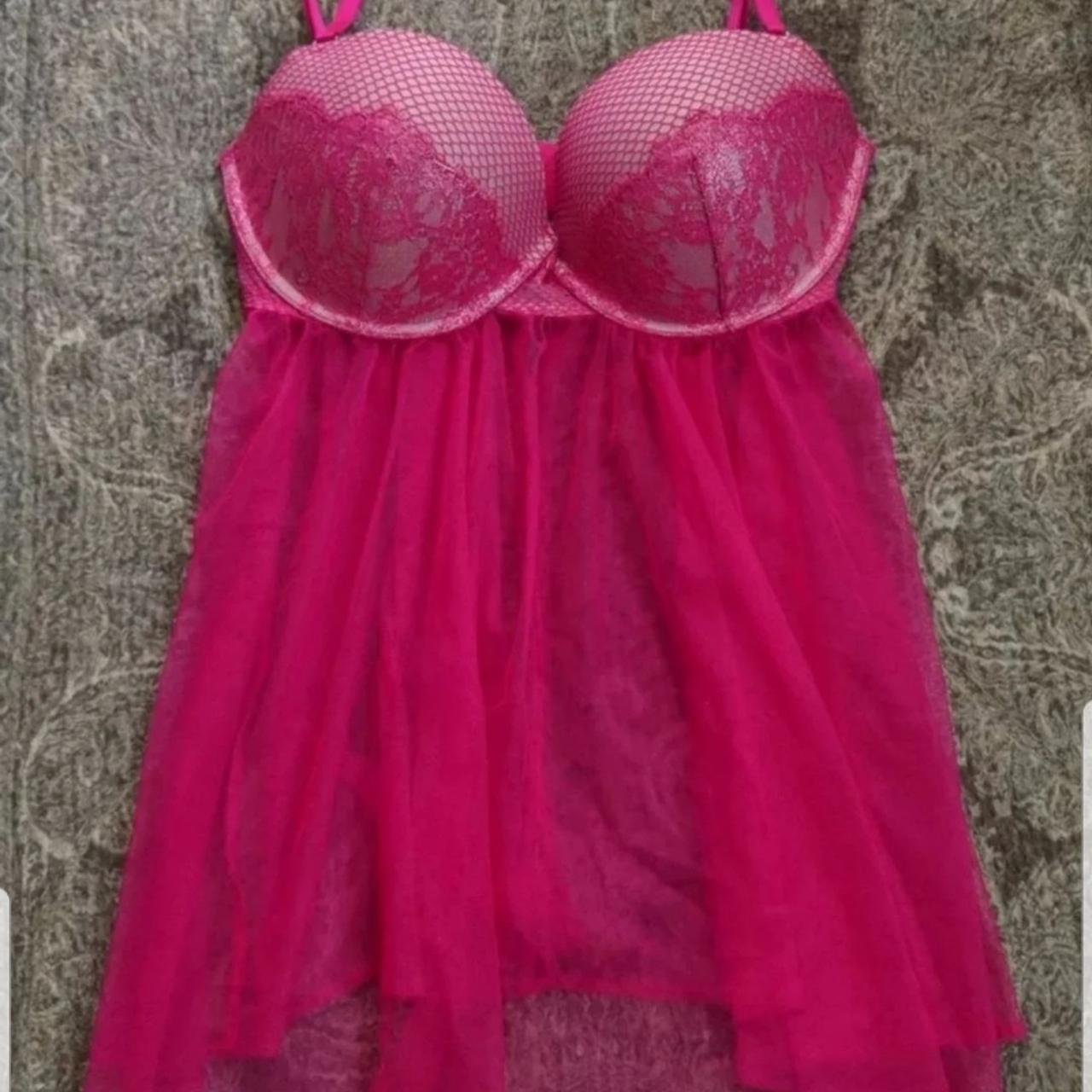 Victoria's Secret Pink Babydoll Lingerie 36D Push Up Padded Bra