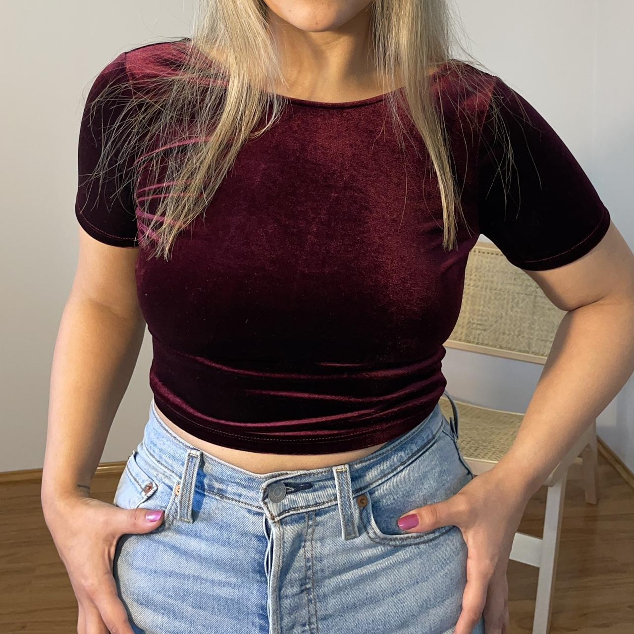 Wine Red Velvet Crop Top🍷 Gorg Wine Red Velvet Depop