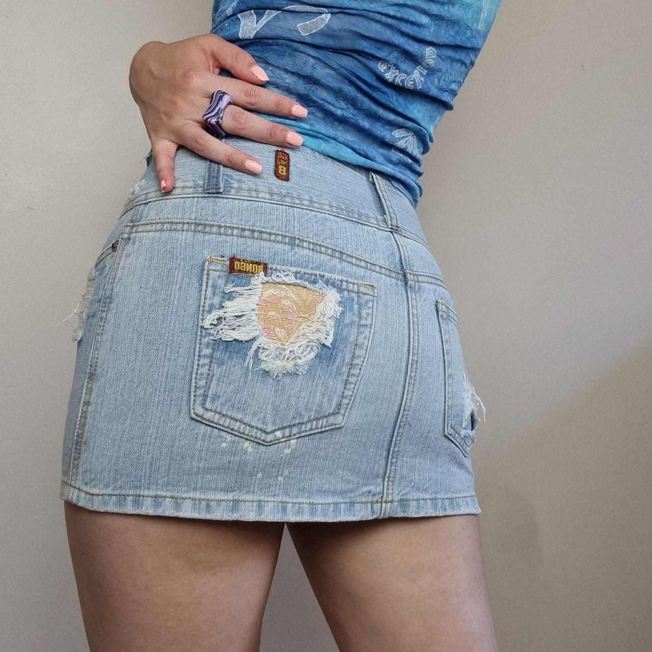 Lovely Y2k Low Rise Mini Denim Skirt In Light Blue Depop 7891