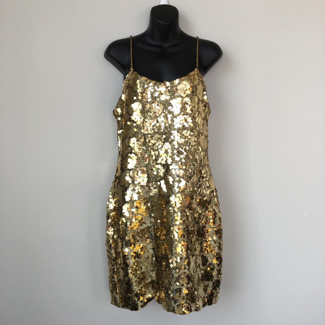 American Vintage Women's Gold Dress | Depop