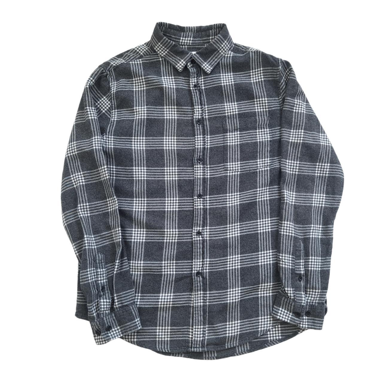 Goodfellow Flannel Shirt Grey Check Men's L Long... - Depop