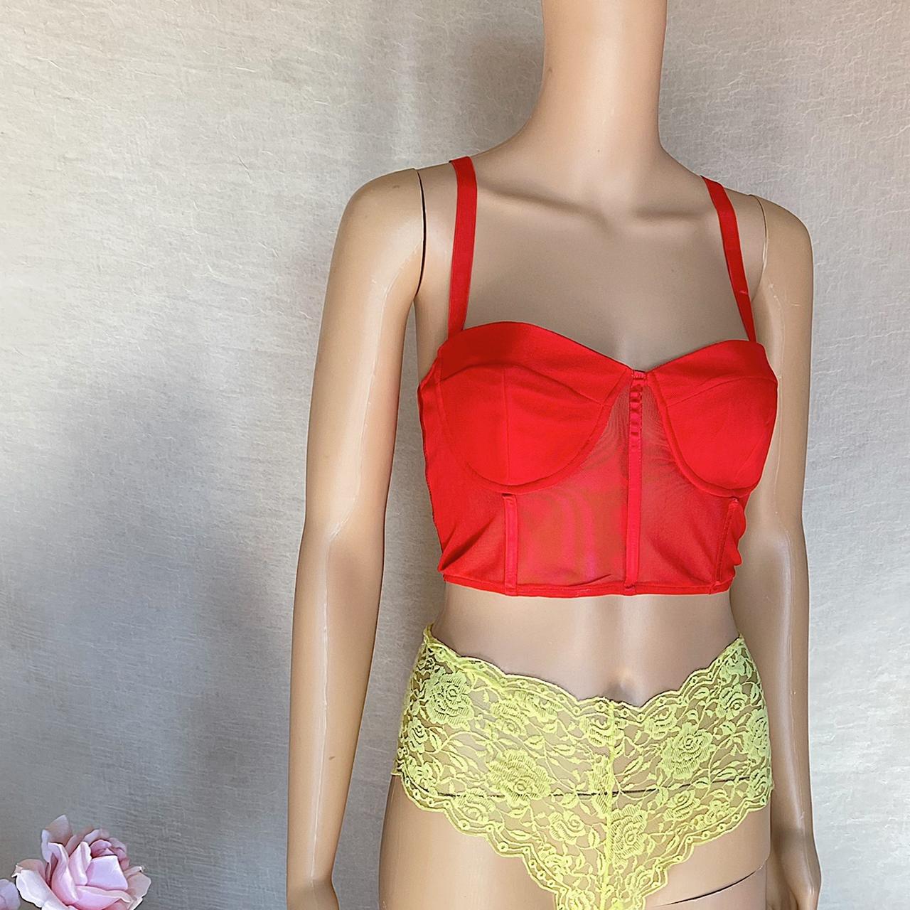 Red adjustable bustier top Best fit M/L #bustier... - Depop