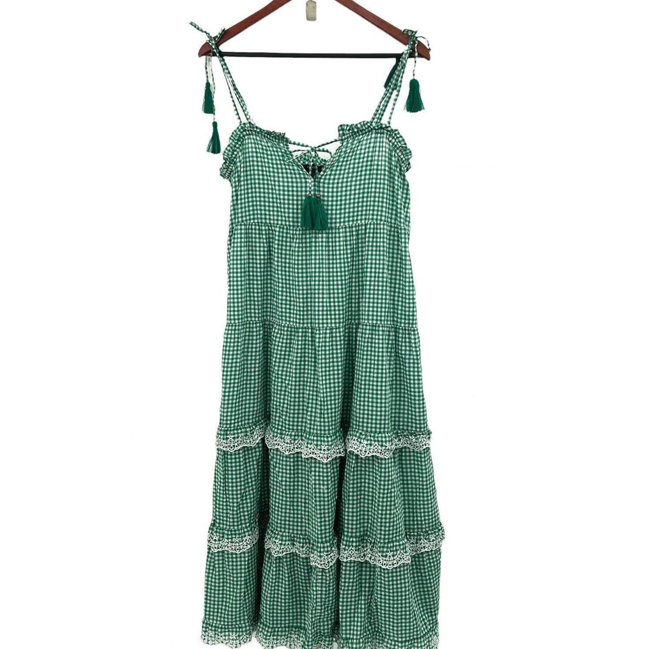 j crew green gingham dress