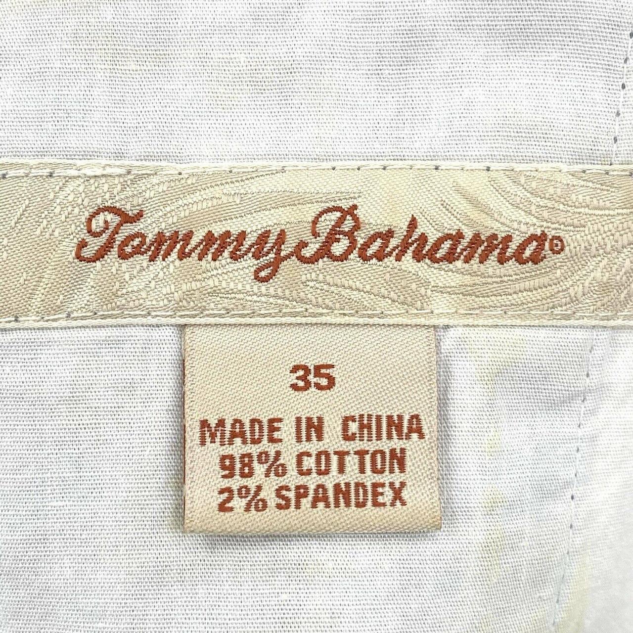 Tommy Bahama Blue Checkered Cotton Spandex Casual... - Depop