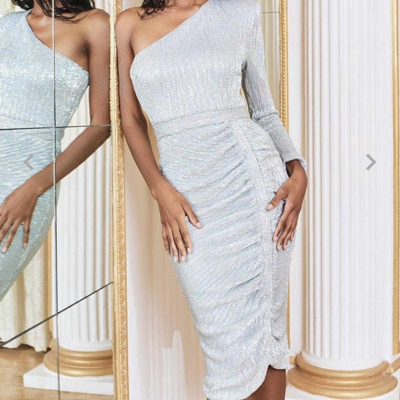 Lavish Alice power shoulder pleated sequin Depop