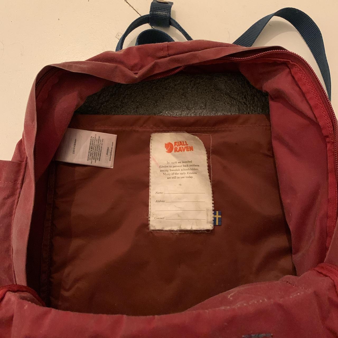 fjallraven kånken backpack in blue and maroon has... Depop