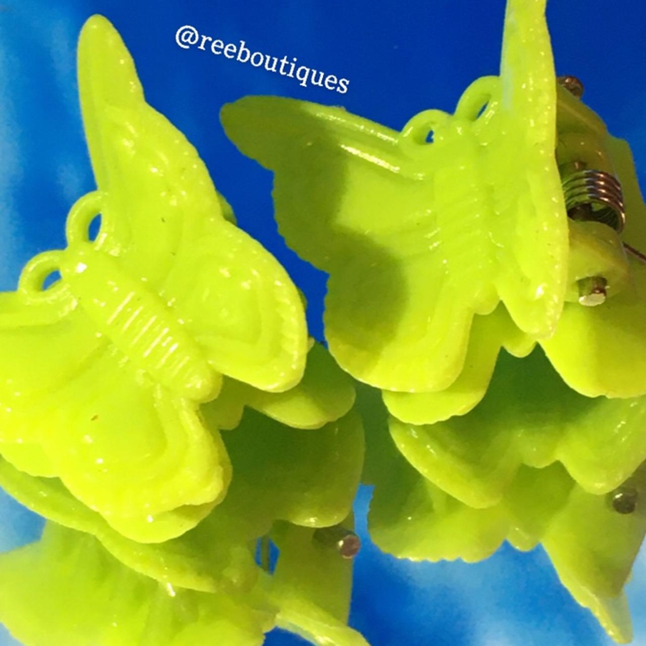 2x Neon green butterfly clips any two hair Depop