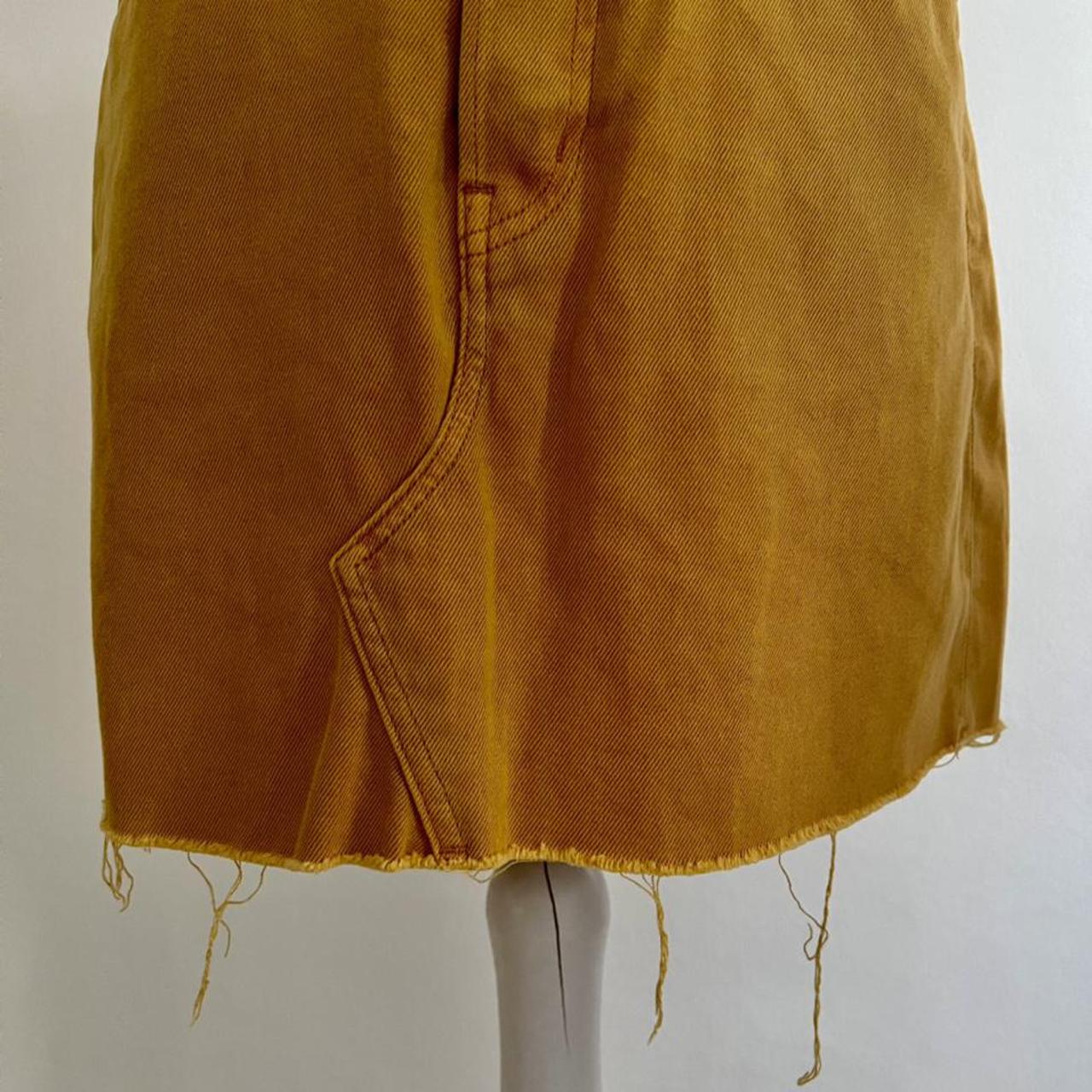 & Other Stories Mustard Yellow Denim Skirt Frayed... Depop