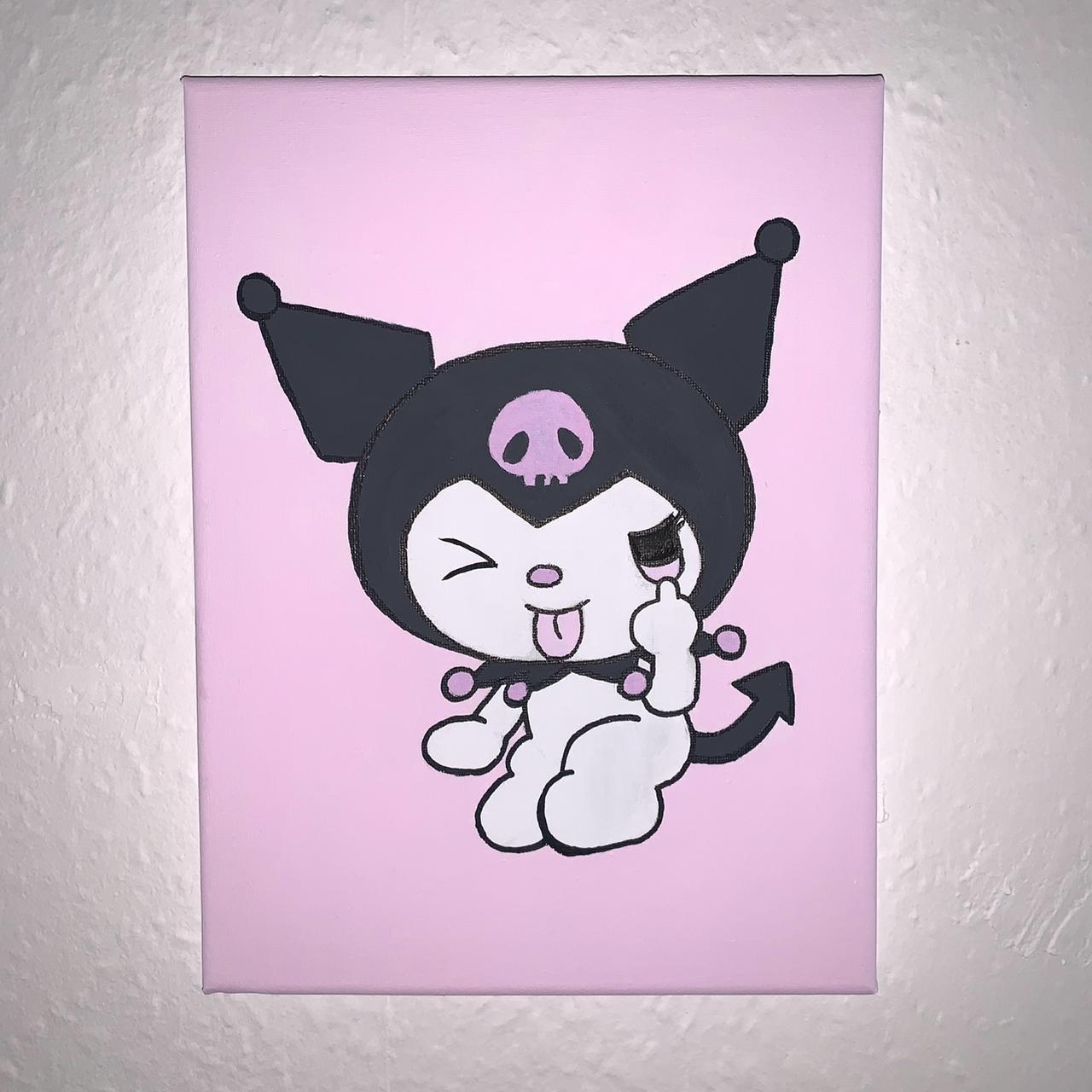 - Kuromi Sanrio Anime Acrylic painting on a 9 x 12... - Depop