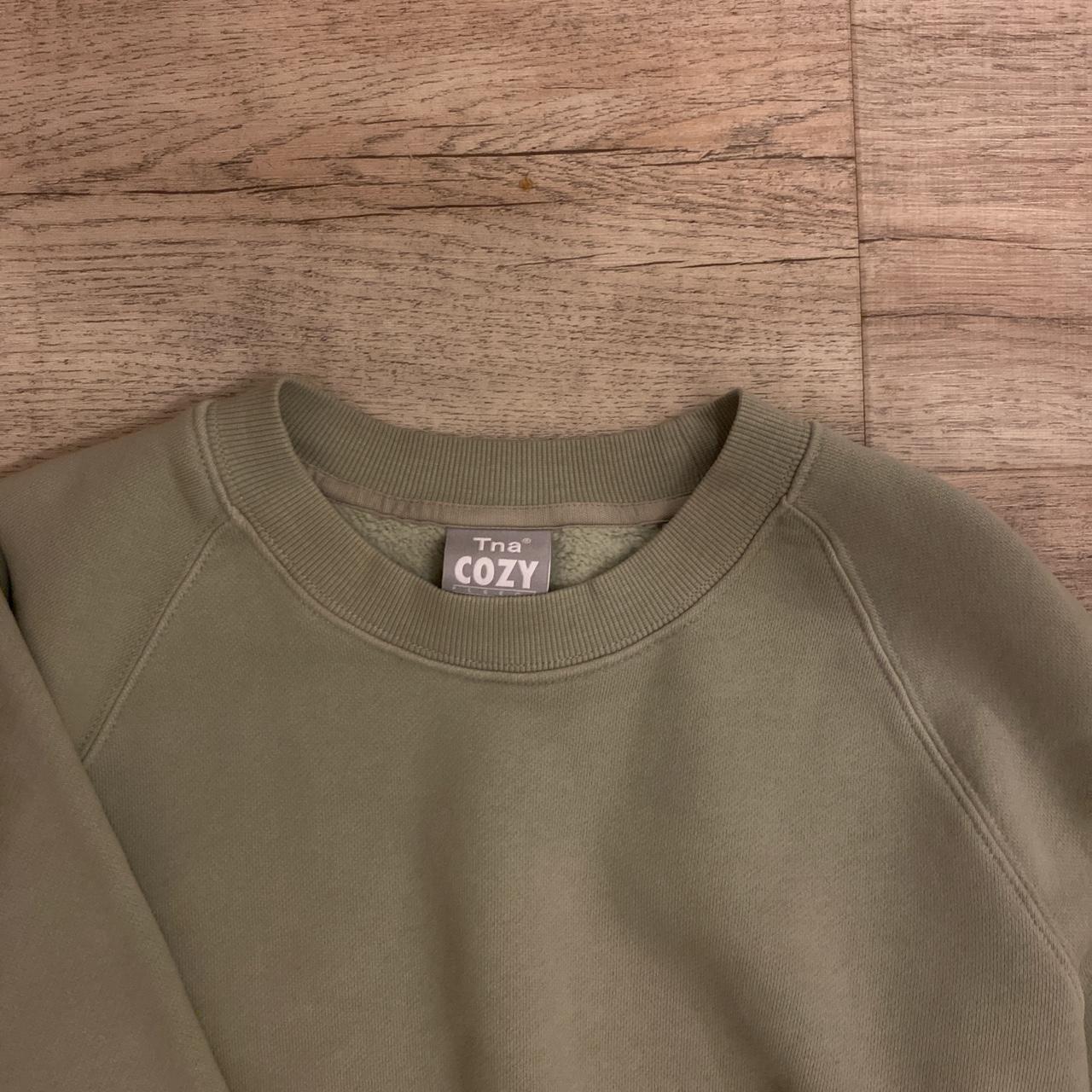 ARITZIA TNA COZY FLEECE cropped sweatshirt in sage... - Depop