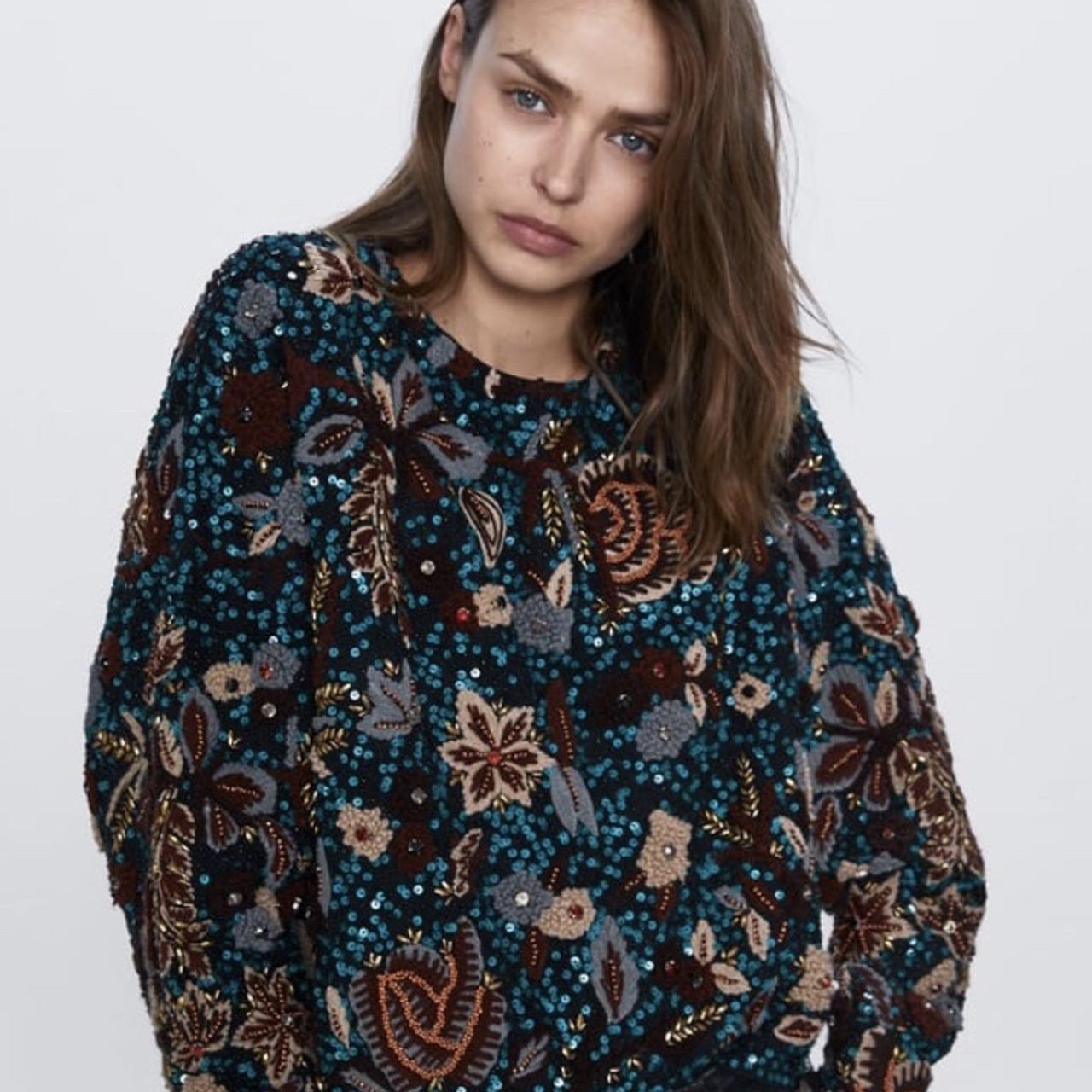 Zara limited edition embroidered sweater Zara knit... Depop