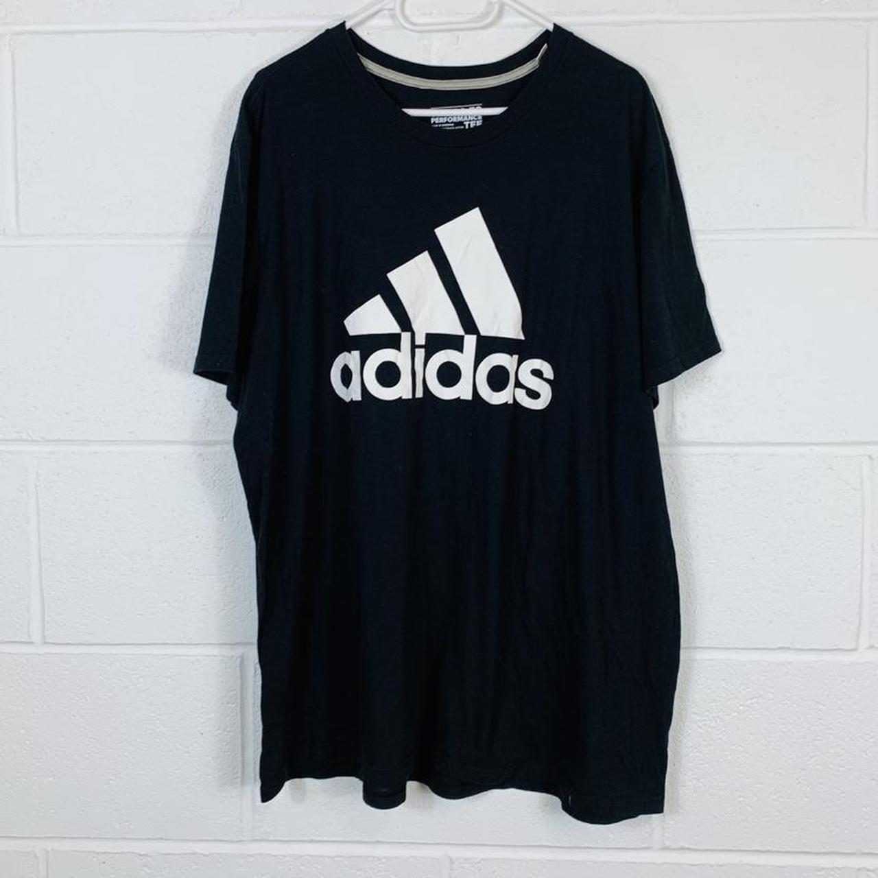 Adidas Tee in Black Crew Neck T-Shirt with graphic... - Depop