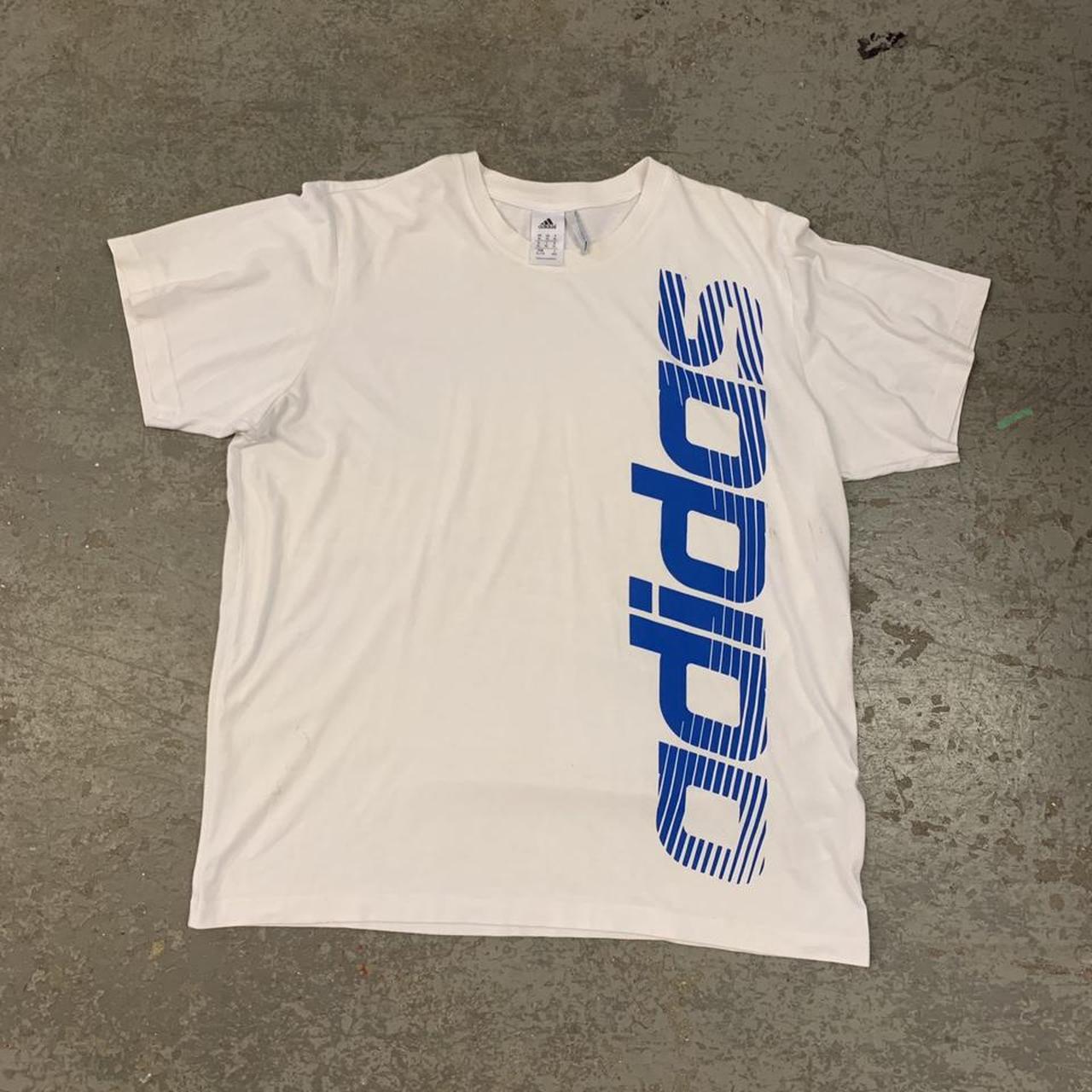 Adidas Tee in White Crew neck T-Shirt; graphic... - Depop