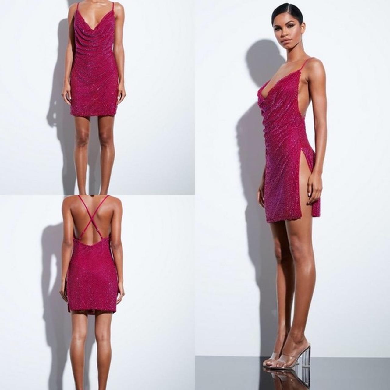 Missguided pink sequin dress best sale