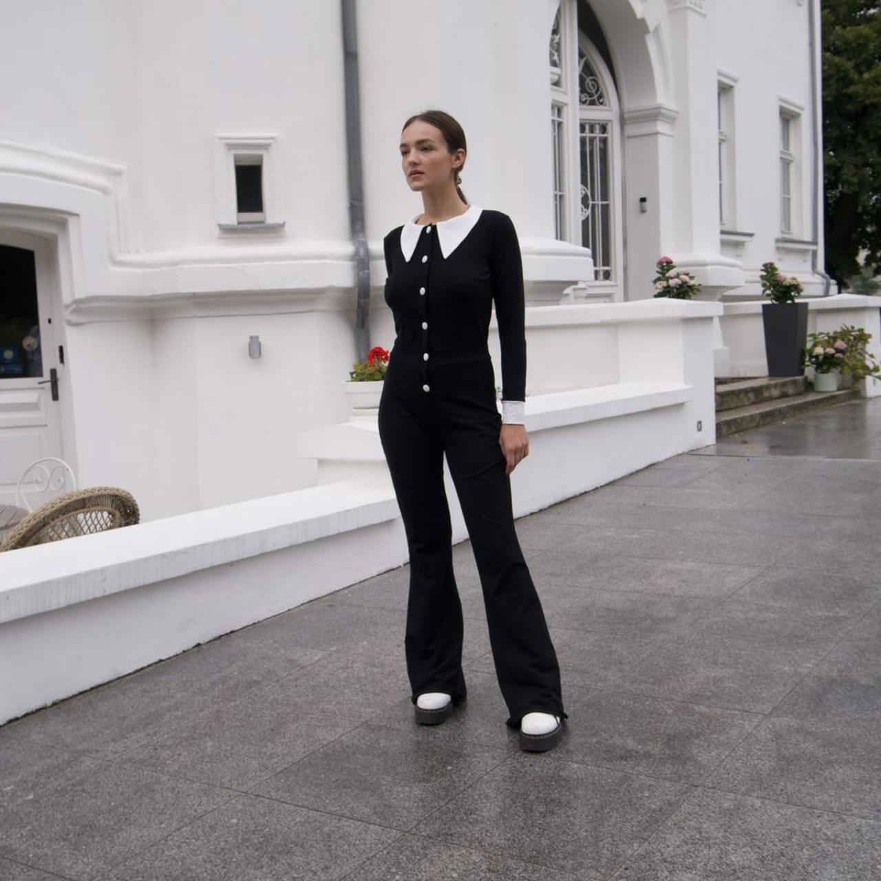 Black and white formal jumpsuit best sale