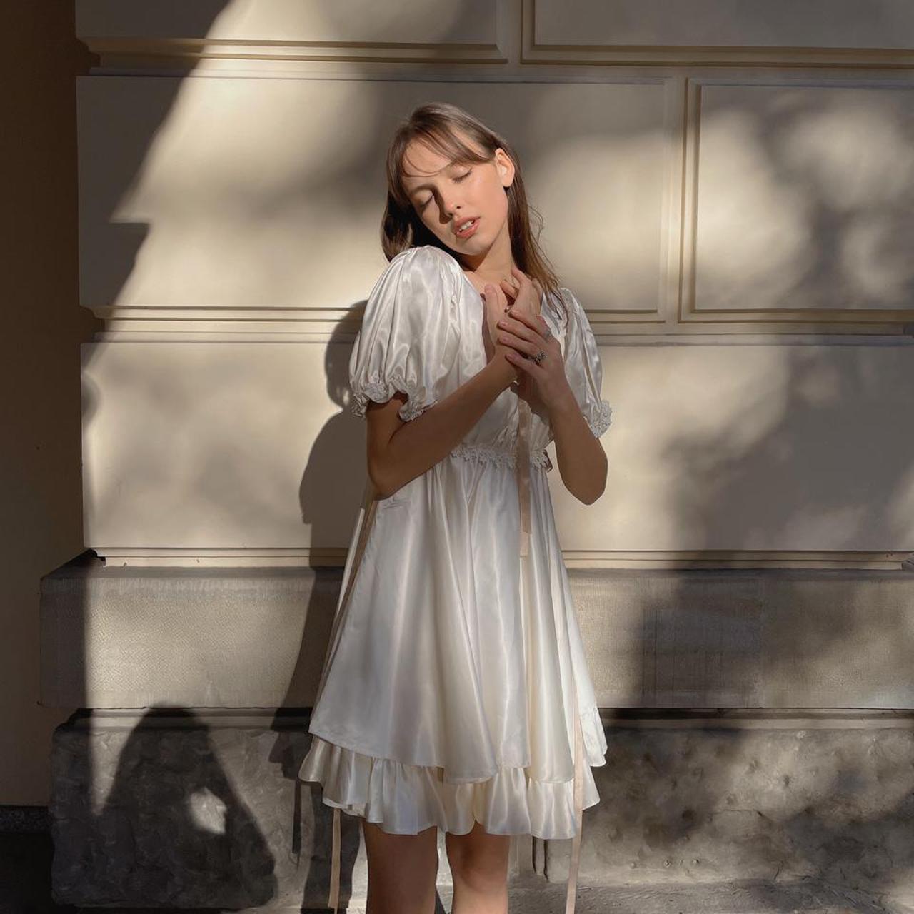 Beautiful and angelic lace dress. Bows, details,... - Depop