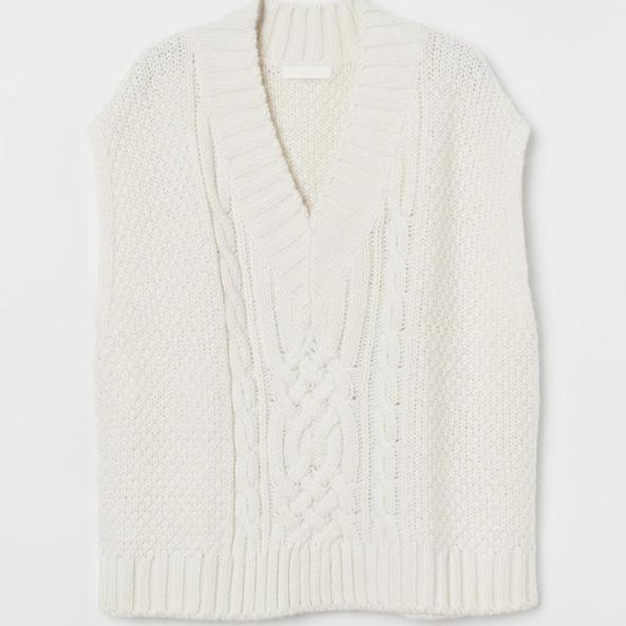 Cableknit sweater vest H&M cream v neck vest Size... Depop