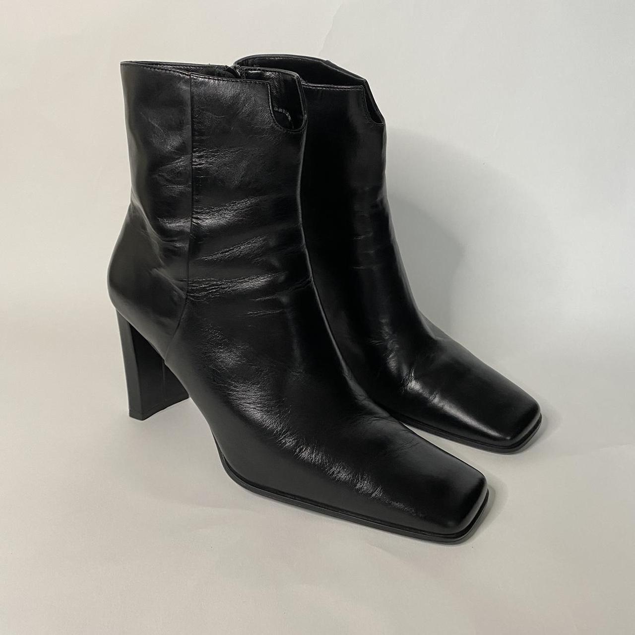 Gorgeous leather Y2k Square-toe ankle boots The... - Depop