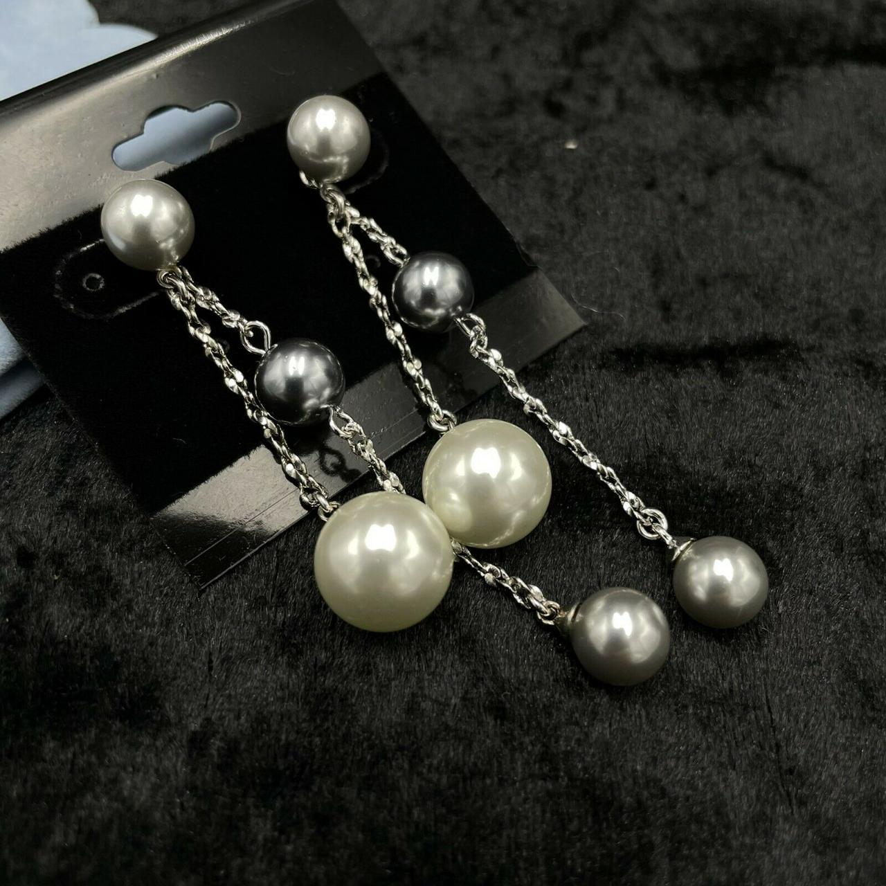 Emma Page Jewellery Earrings Chain Cream Grey Pearl... - Depop